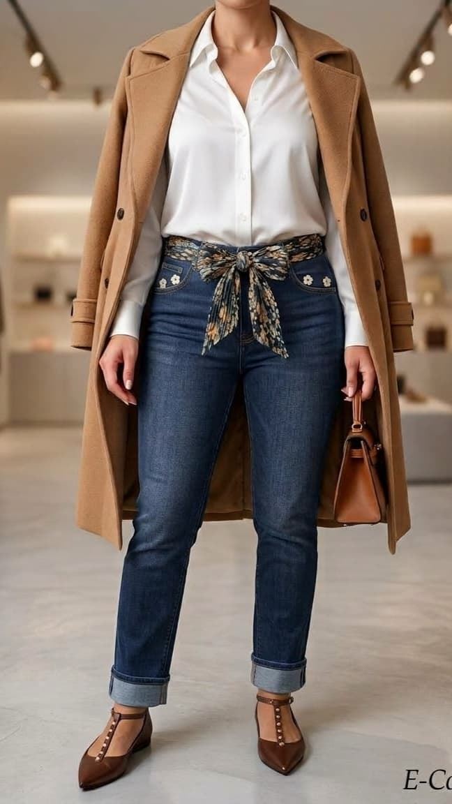 Pantalón denim recto - Imagen 1
