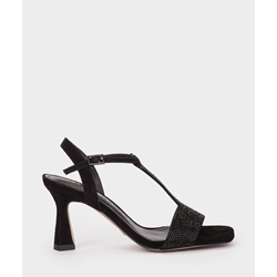 Pedro Miralles_ Sandalia de tacón en ante negro - Imagen 1