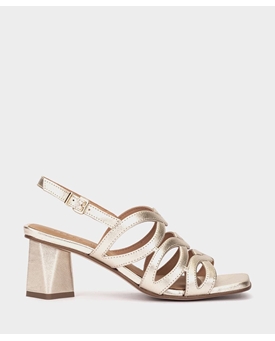 Pedro Miralles_ Sandalia tacón metalizada en color platino - Imagen 1