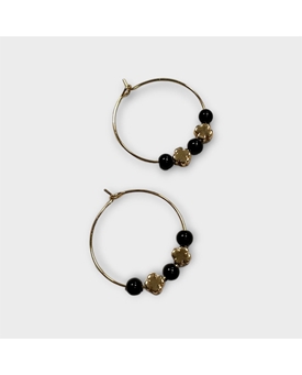 Pendiente aro de bisutería flor - Imagen 1