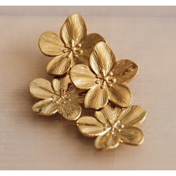 Pendientes de acero inoxidable con dos flores en dorado - Imagen 2