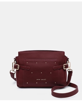 Pepe Moll_ Bolso bandolera tachuelas burdeos - Imagen 1