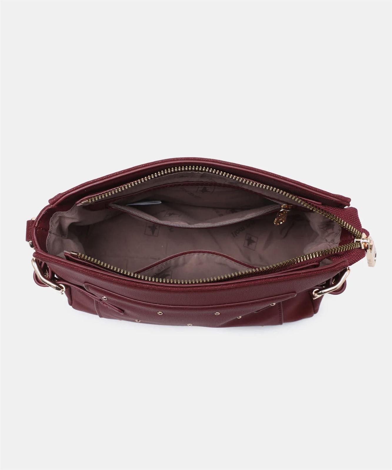 Pepe Moll_ Bolso bandolera tachuelas burdeos - Imagen 4