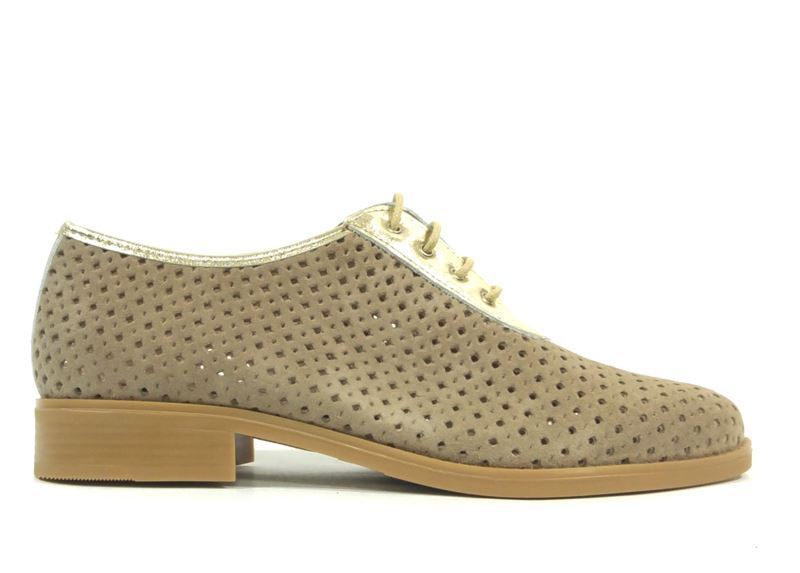 Pitillos_ Blucher con puntera y picado beige - Imagen 1