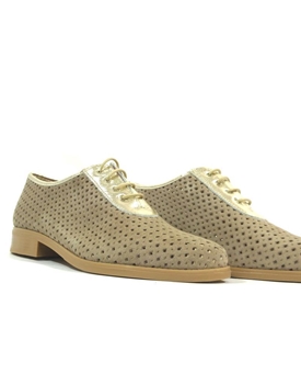 Pitillos_ Blucher con puntera y picado beige - Imagen 2