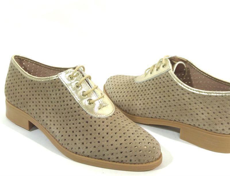 Pitillos_ Blucher con puntera y picado beige - Imagen 3