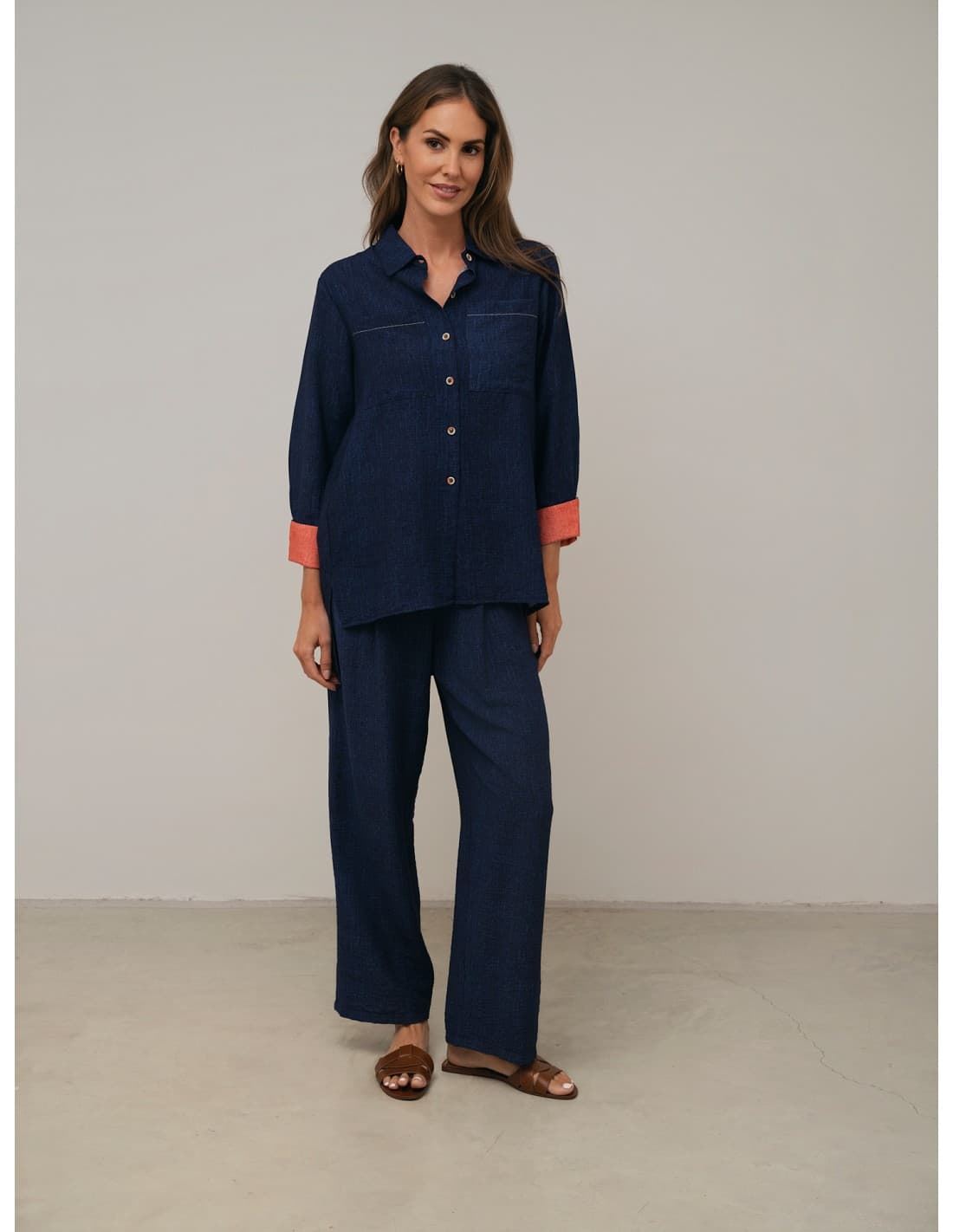 SCORZZO_ Camisa Larga Estampado Demin - Imagen 1