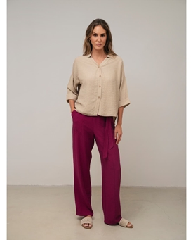Scorzzo_ Camisa oversize piedra - Imagen 1