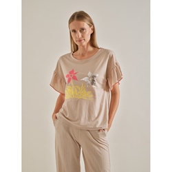 Scorzzo_ Camiseta beige manga volante - Imagen 1