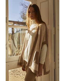 Scorzzo_ Chaleco tipo poncho beige - Imagen 1