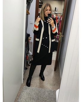 Scorzzo_ Chaqueta tricolor larga con capucha - Imagen 1