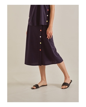 Scorzzo_ Falda midi en marino - Imagen 1