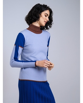 Scorzzo_ Jersey punto fino azul - Imagen 1