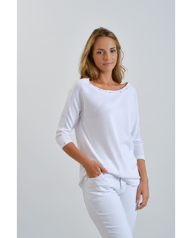 Scorzzo_ Jersey punto fino blanco - Imagen 1