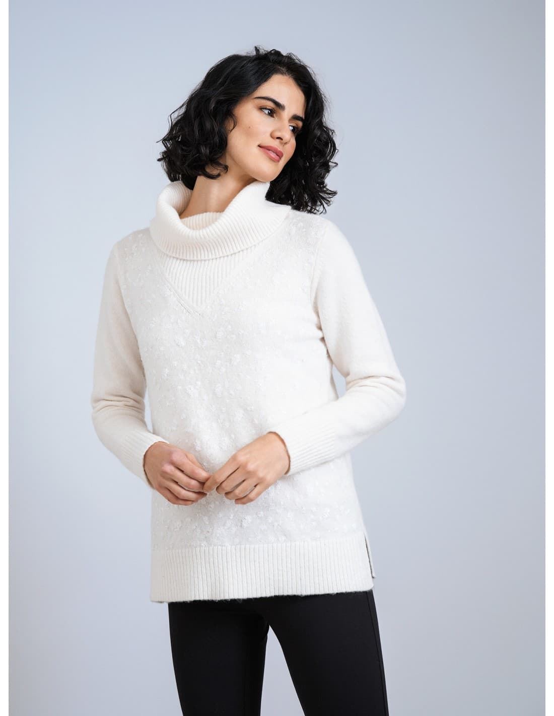 SCORZZO_ Jesey blanco roto cisne lentejuelas - Imagen 1