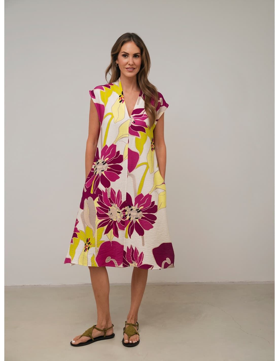 Scorzzo_ Vestido estampado detalle fuelle - Imagen 1