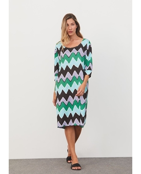 Scorzzo_ Vestido estampado tonos verdes - Imagen 1