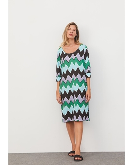 Scorzzo_ Vestido estampado tonos verdes - Imagen 2