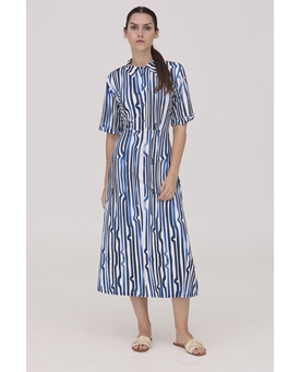Scorzzo_ Vestido listas marino largo - Imagen 1