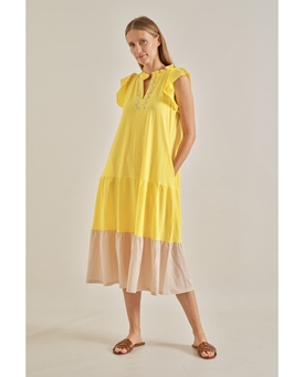 Scorzzo_ Vestido midi amarillo - Imagen 1