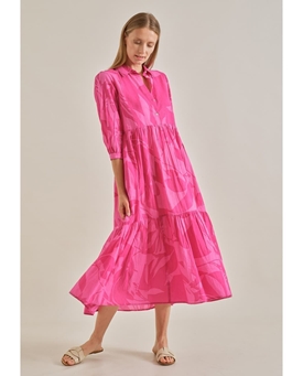 Scorzzo_ Vestido midi estampado volantes - Imagen 1