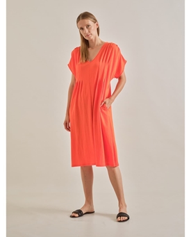 Scorzzo_ Vestido pinzas en naranja - Imagen 1