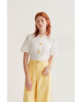 Top algodón con botones florales - Imagen 1