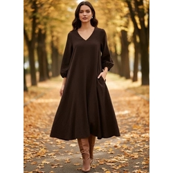 Vestido holgado escote pico pana- talla única - Imagen 1