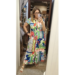 Vestido largo camisero estampado - Imagen 1