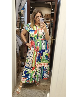 Vestido largo camisero estampado - Imagen 1