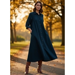 Vestido largo fluido camisero pana. talla única - Imagen 2