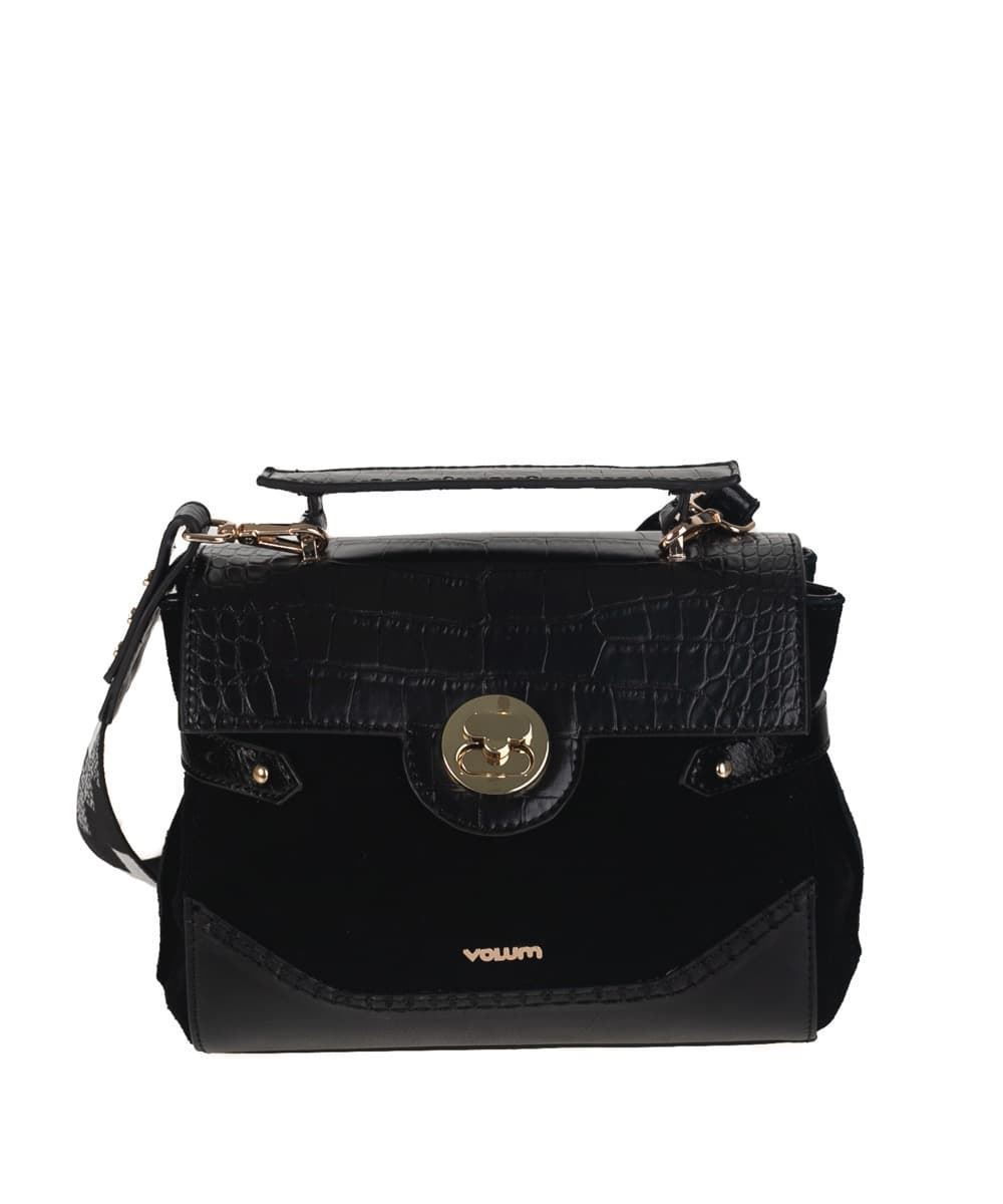 Volum Bags_ Bolso coctail piel negro/cuero - Imagen 2