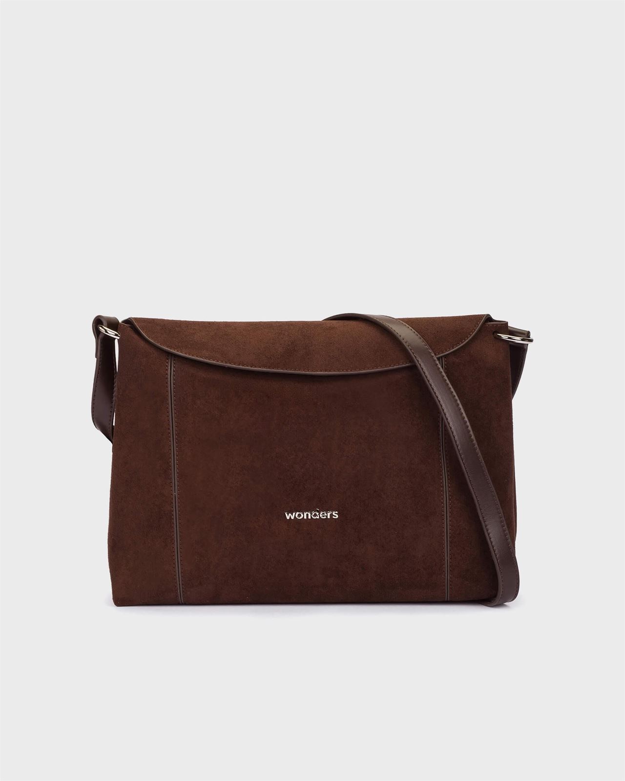 Wonders_ Bolso Lux en serraje marrón y piel negra - Imagen 1