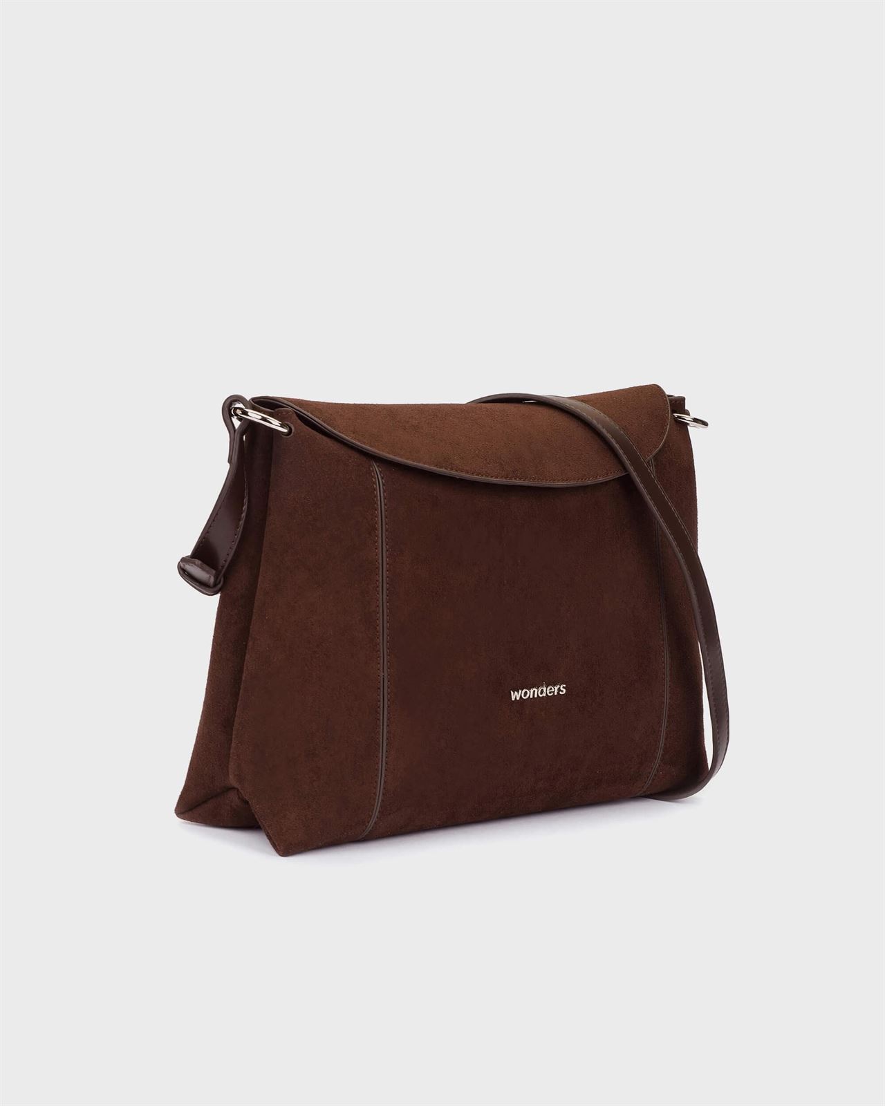 Wonders_ Bolso Lux en serraje marrón y piel negra - Imagen 2
