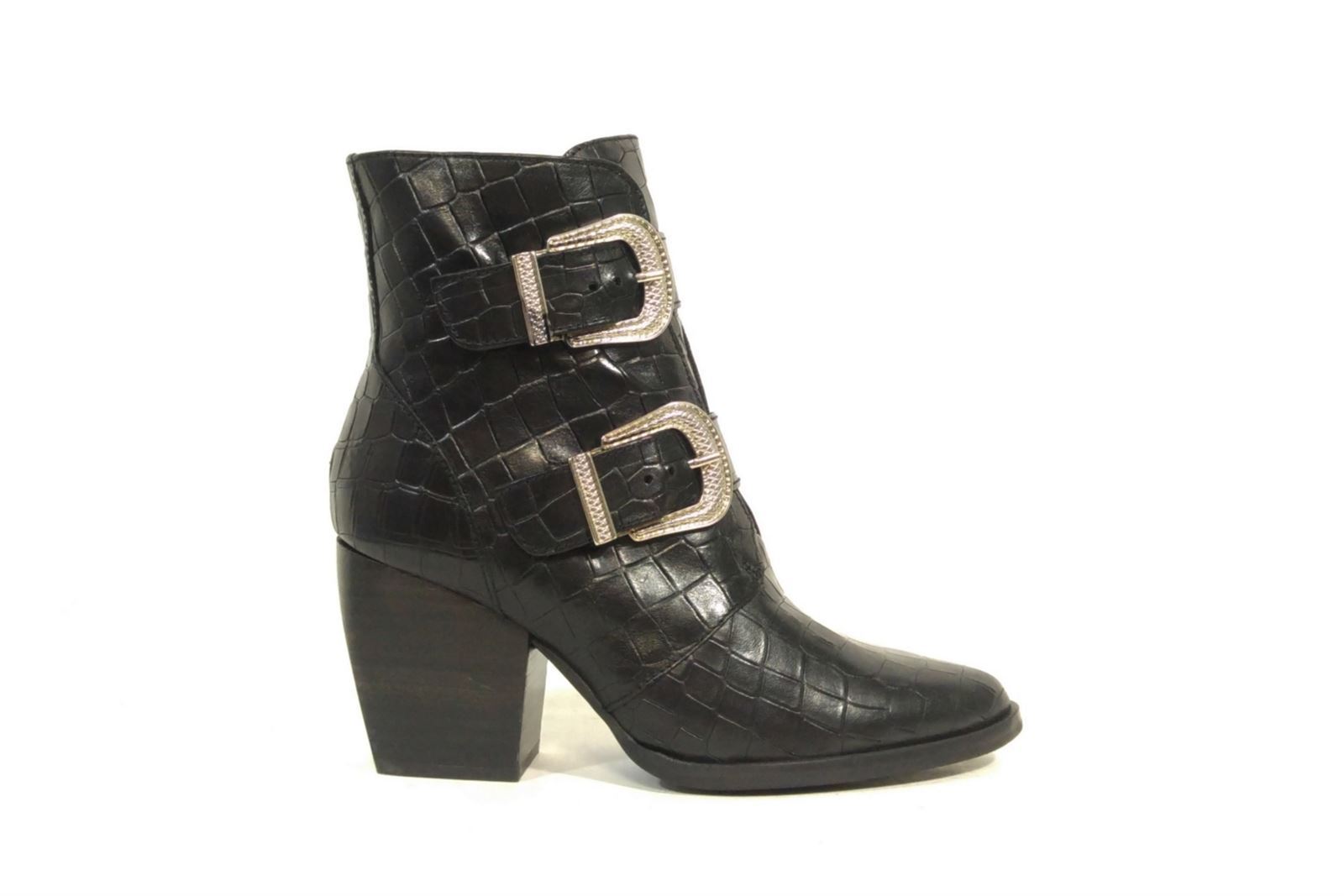 Wonders_ Botines cowboy negro hebillas -