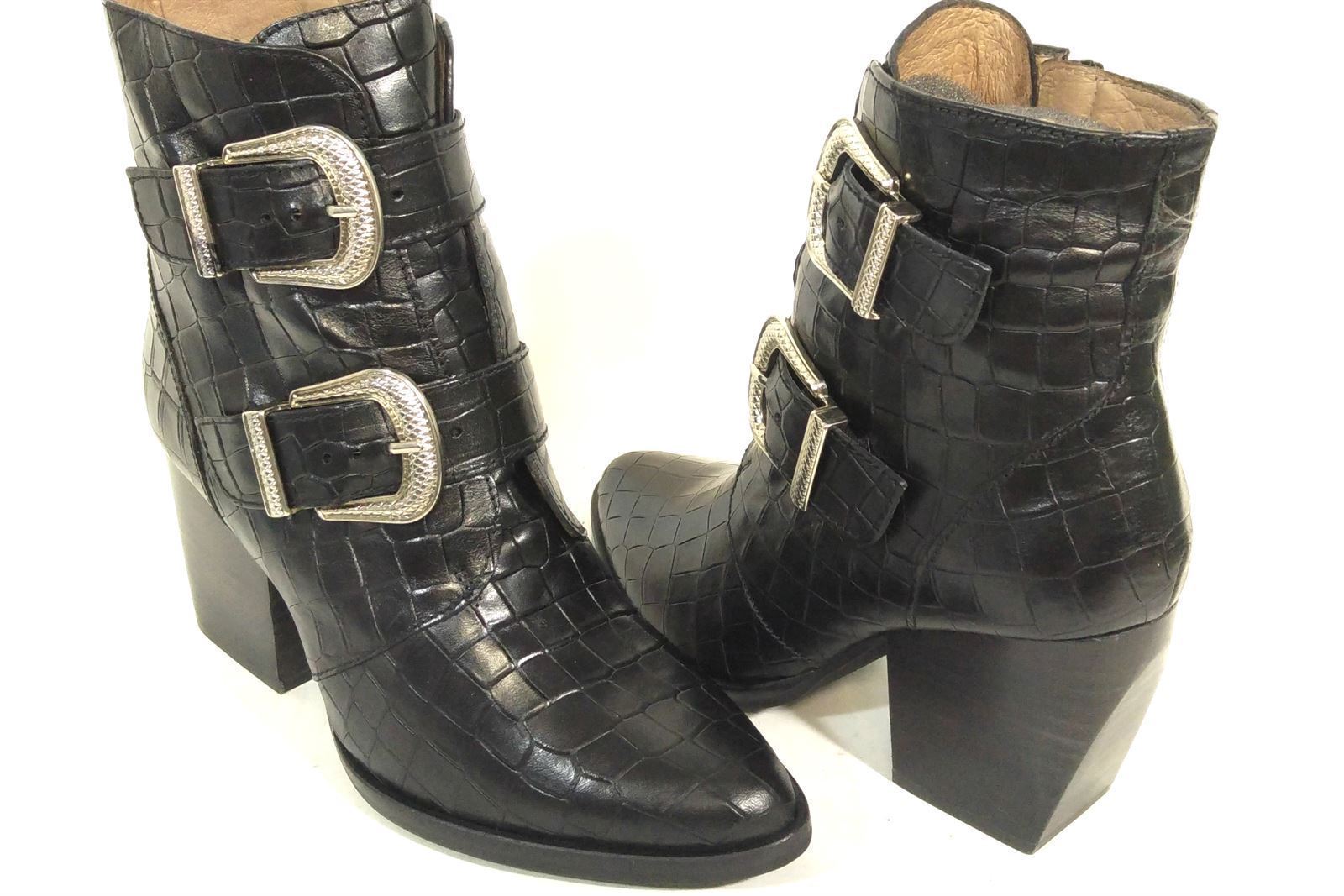 Wonders_ Botines cowboy negro hebillas - Imagen 3