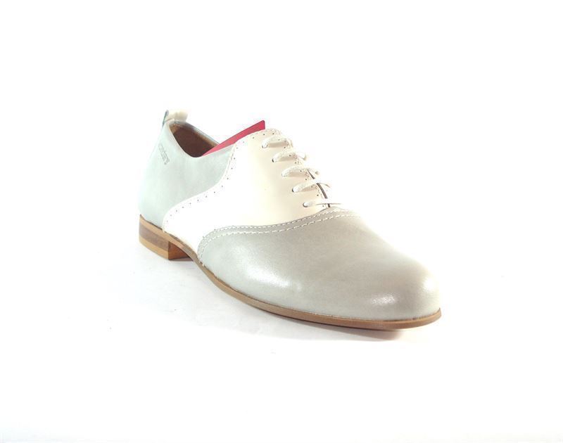 Wonders- Zapato cordones charol blanco piel gris - Imagen 1