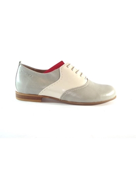 Wonders- Zapato cordones charol blanco piel gris - Imagen 2