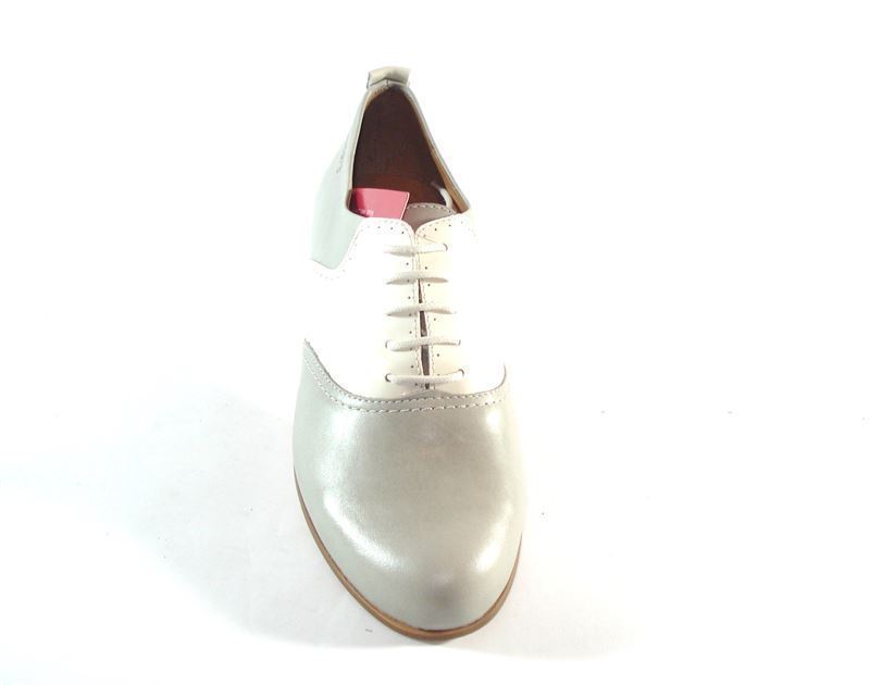 Wonders- Zapato cordones charol blanco piel gris - Imagen 3