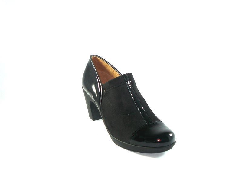 Zapato tacón negro tela/charol, Comfort Class - Imagen 1