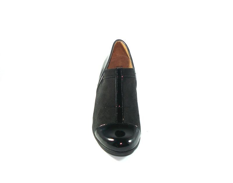 Zapato tacón negro tela/charol, Comfort Class - Imagen 3