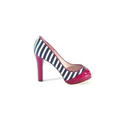 Zapato tacón rayas marino detalles fucsia, Si by sinela - Imagen 2